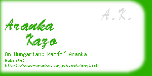 aranka kazo business card